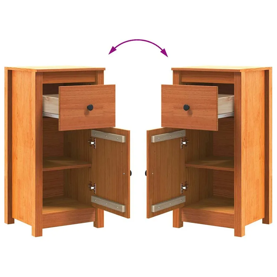 Buffet 2 pcs Brun cire 39 x 34,5 x 80 cm Pin massif - 7