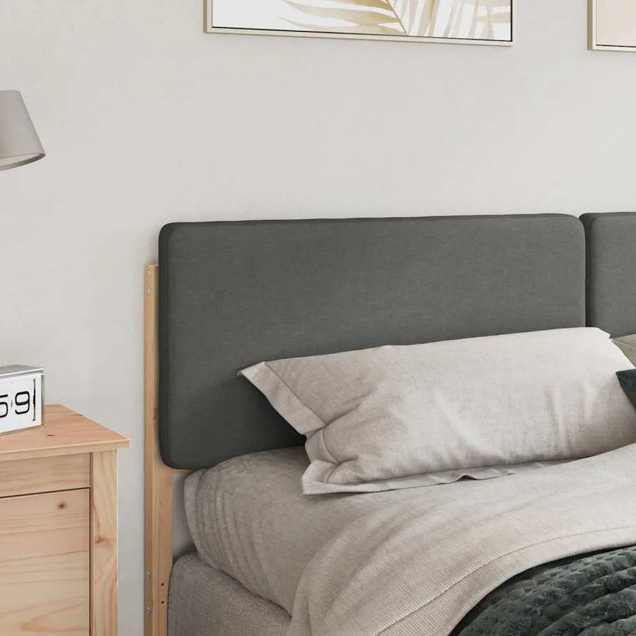 Tête de lit capitonnée Marron et gris clair 200 cm Pin massif - 3