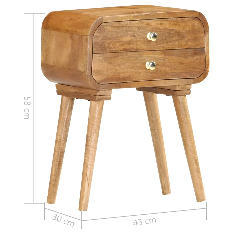 Table de chevet 43 x 30 x 58 cm Bois de manguier massif - 6