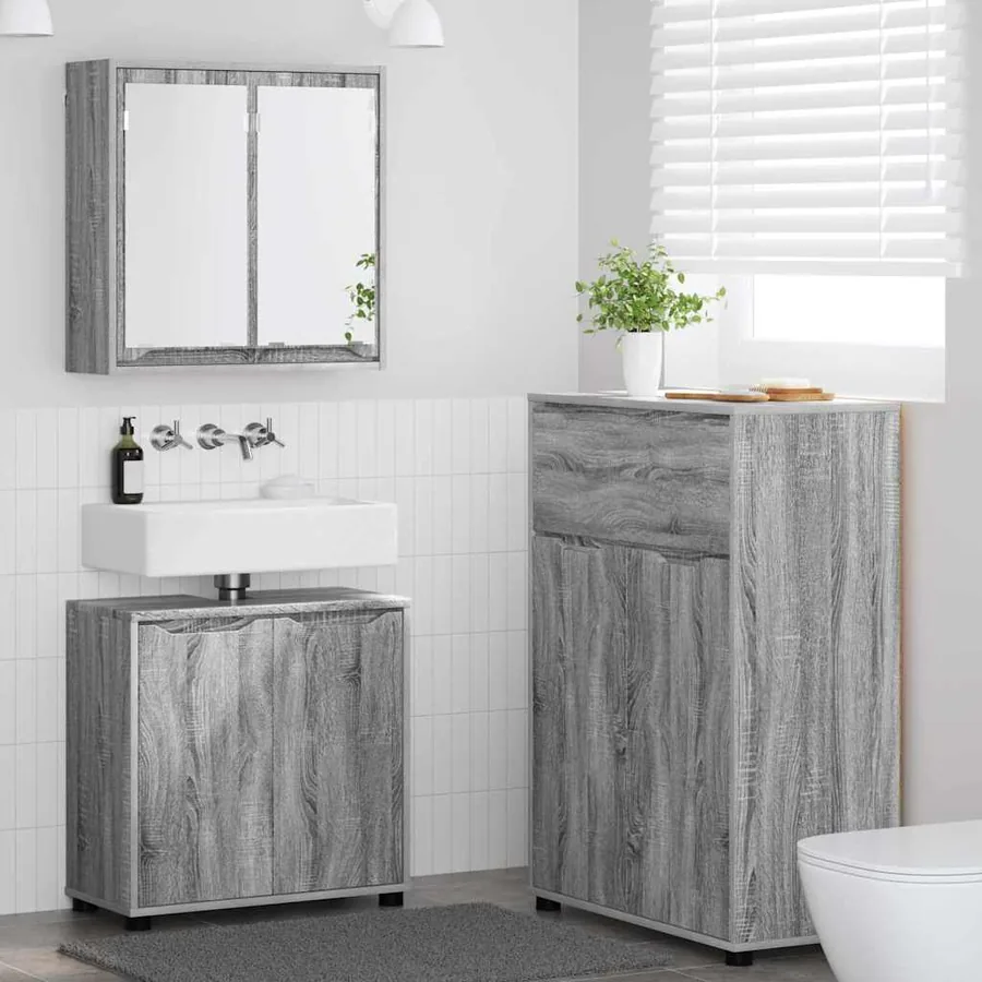 Ensemble de mobilier de salle de bain 3 pcs Gris Sonoma