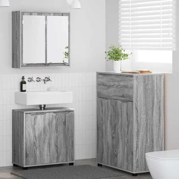 Ensemble de mobilier de salle de bain 3 pcs Gris Sonoma