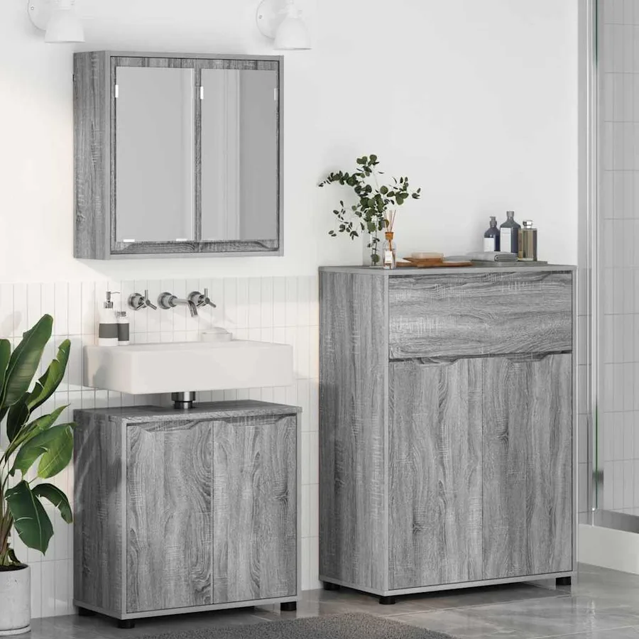 Ensemble de mobilier de salle de bain 3 pcs Gris Sonoma - 4