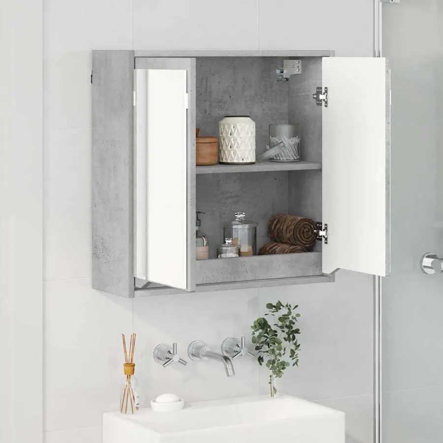 Armoire Miroir de Salle de Bain Gris béton 60 x 20 x 60 cm - 4