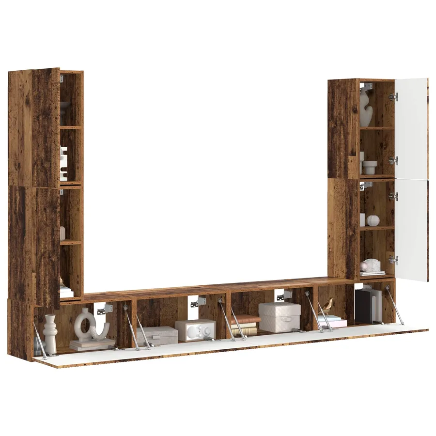 Ensemble meuble TV 8 pcs Bois Ancien Bois d'ingénierie - 3