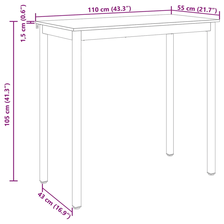 Table de bar debout Bois d'ingénierie Rectangulaire - 10
