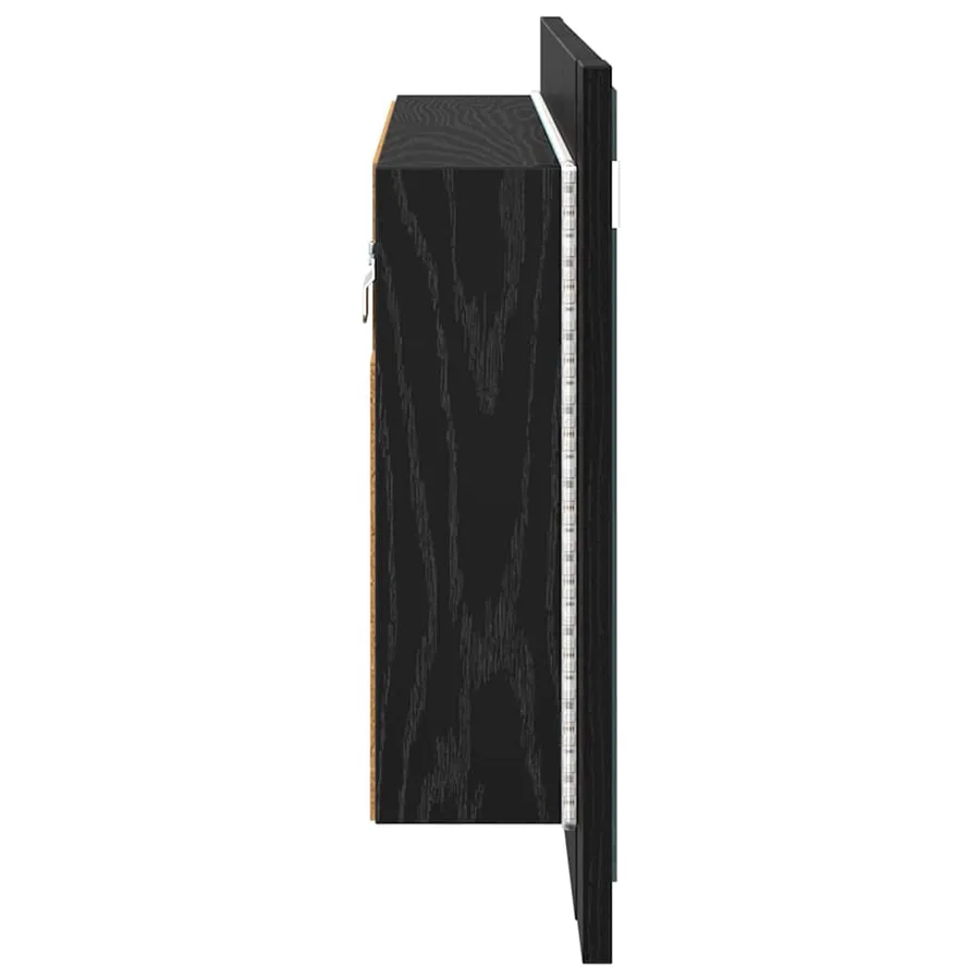 Armoire Miroir de Salle de Bain Chêne noir 80 x 12 x 45 cm - 9
