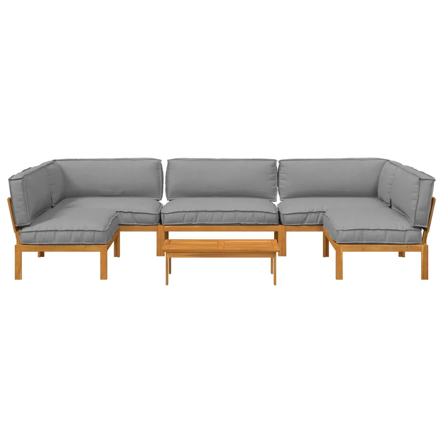Ensemble de Canapés 6 pcs Gris Bois d'Acacia Massif - 10