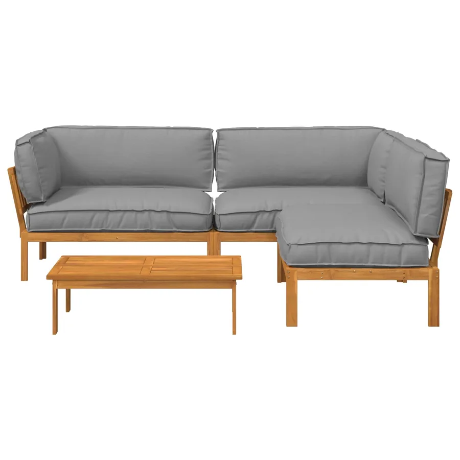 Ensemble de Canapés 4 pcs Gris Bois d'Acacia Massif - 8