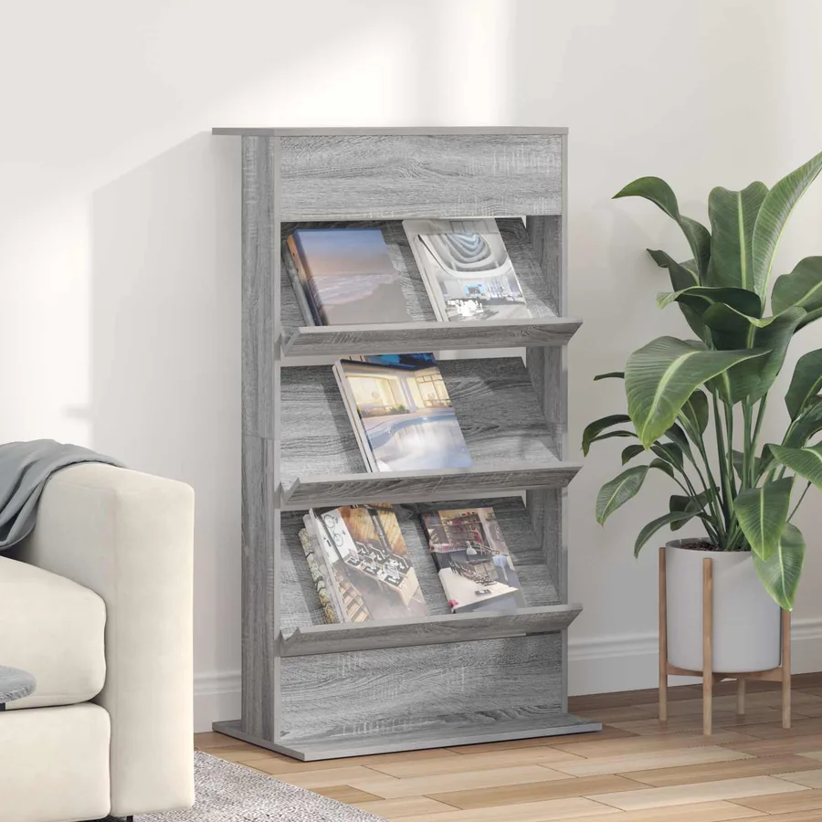 Étagère à magazines avec étagère Gris Sonoma 70 x 41 x 126 cm