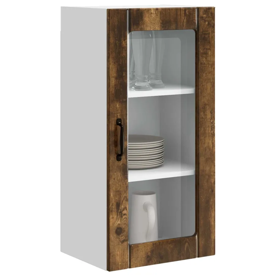 Cabinet en verre mural PORTO 2 pcs Chêne fumé 40 x 31 x 80 cm - 3
