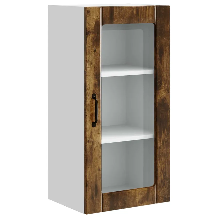 Cabinet en verre mural PORTO 2 pcs Chêne fumé 40 x 31 x 80 cm - 6