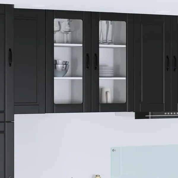 Cabinet en verre mural PORTO 2 pcs Noir 40 x 31 x 80 cm