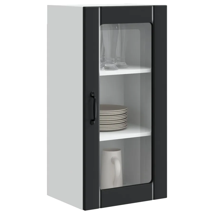 Cabinet en verre mural PORTO 2 pcs Noir 40 x 31 x 80 cm - 3