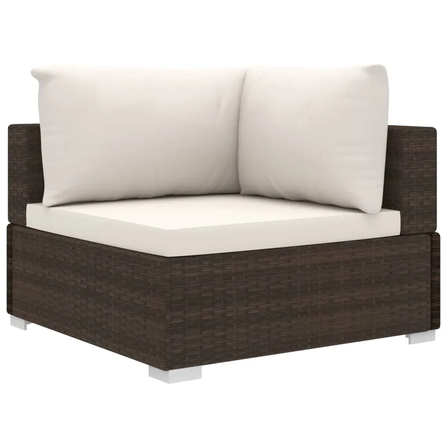 Salon de jardin 10 pcs avec coussins Résine tressée Marron - 4