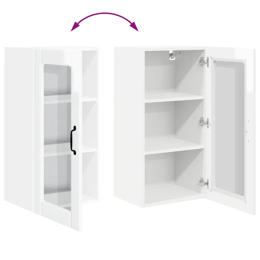 Cabinet en verre mural PORTO 2 pcs Blanc brillant - 12