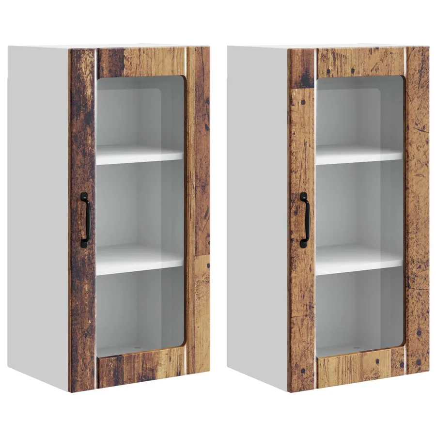 Cabinet en verre mural PORTO 2 pcs Bois ancien 40 x 31 x 80 cm - 2