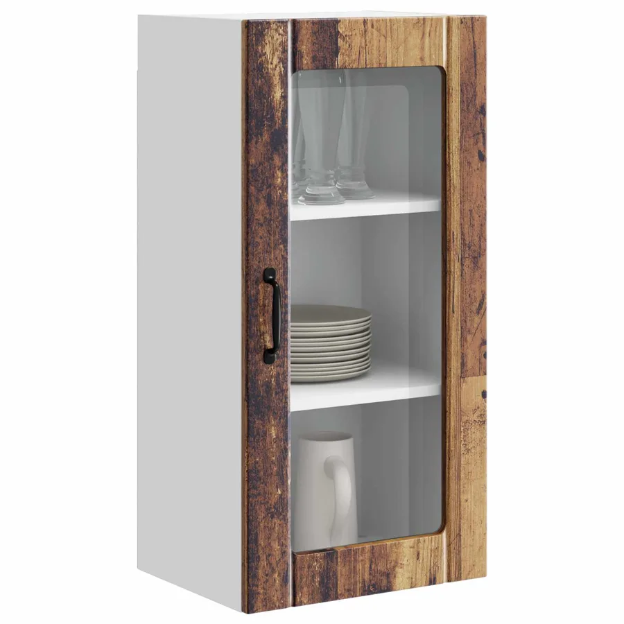 Cabinet en verre mural PORTO 2 pcs Bois ancien 40 x 31 x 80 cm - 3