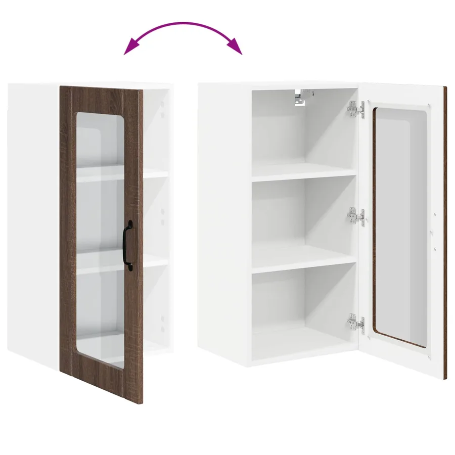 Cabinet en verre mural PORTO 2 pcs Chêne brun 40 x 31 x 80 cm - 12