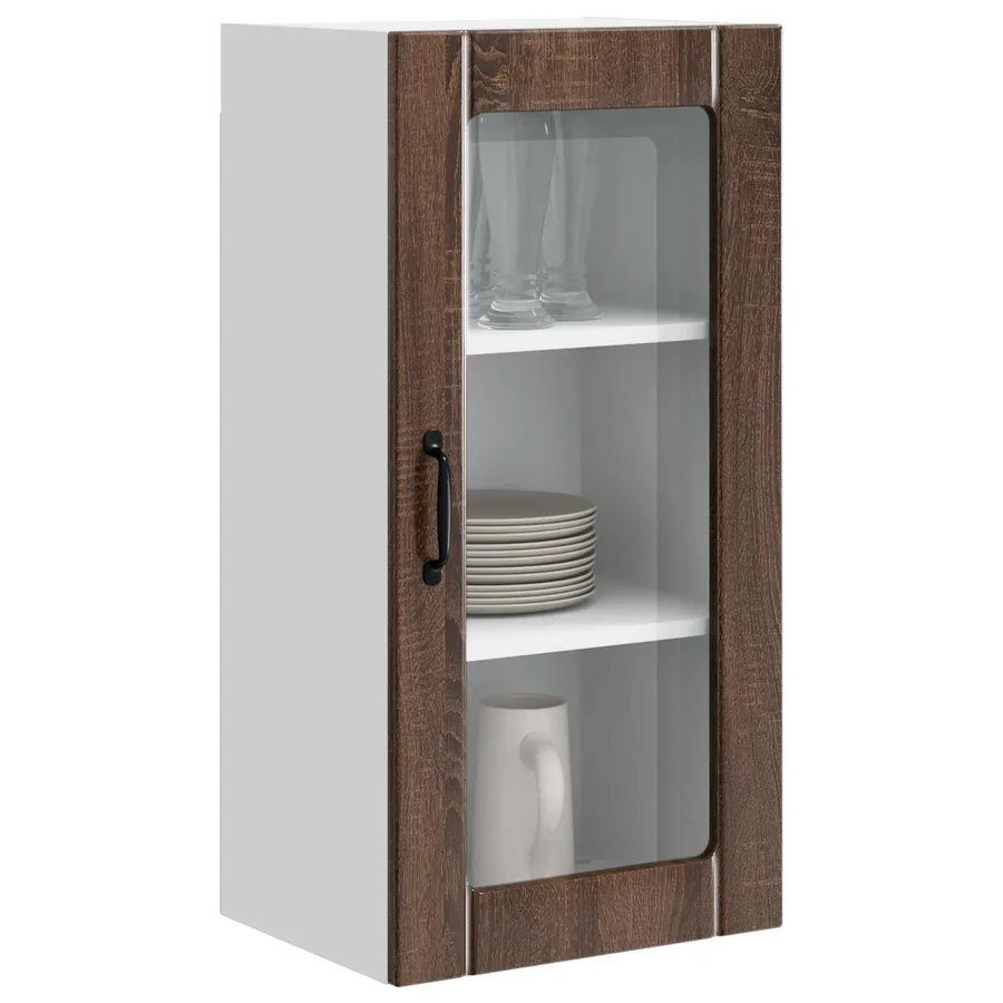 Cabinet en verre mural PORTO 2 pcs Chêne brun 40 x 31 x 80 cm - 3