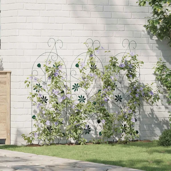 Clôture de jardin 3 pcs Vert 112 x 39,5 cm Acier