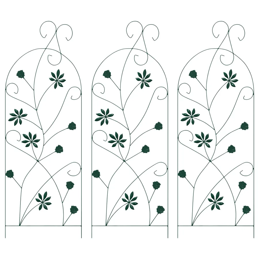 Clôture de jardin 3 pcs Vert 112 x 39,5 cm Acier - 2