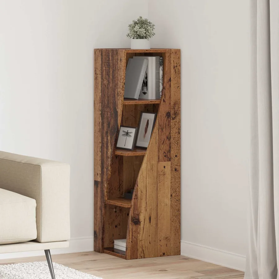 Meuble d'angle Bois ancien 32x32x102cm Bois d'ingénierie