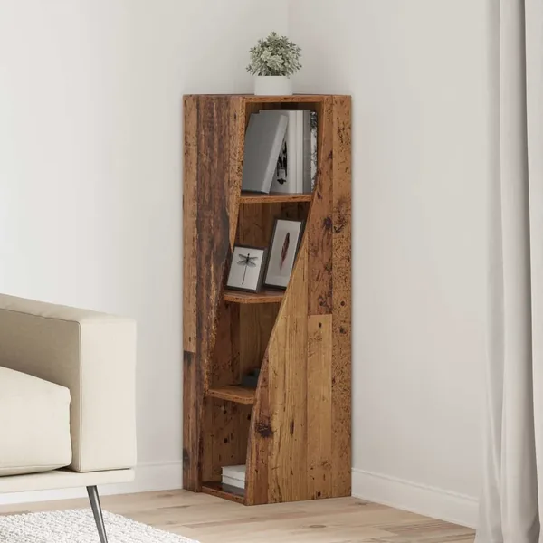 Meuble d'angle Bois ancien 32x32x102cm Bois d'ingénierie