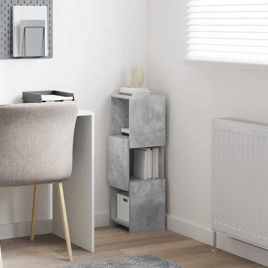 Meuble d'angle Gris béton 25,5x25x80cm Bois d'ingénierie - 4
