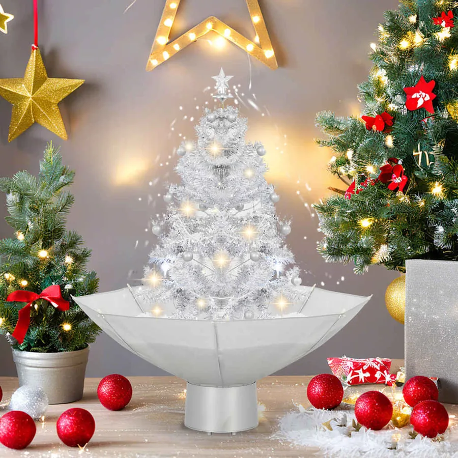Arbre de Noël neigeux avec base de parapluie Blanc 75 cm - 2