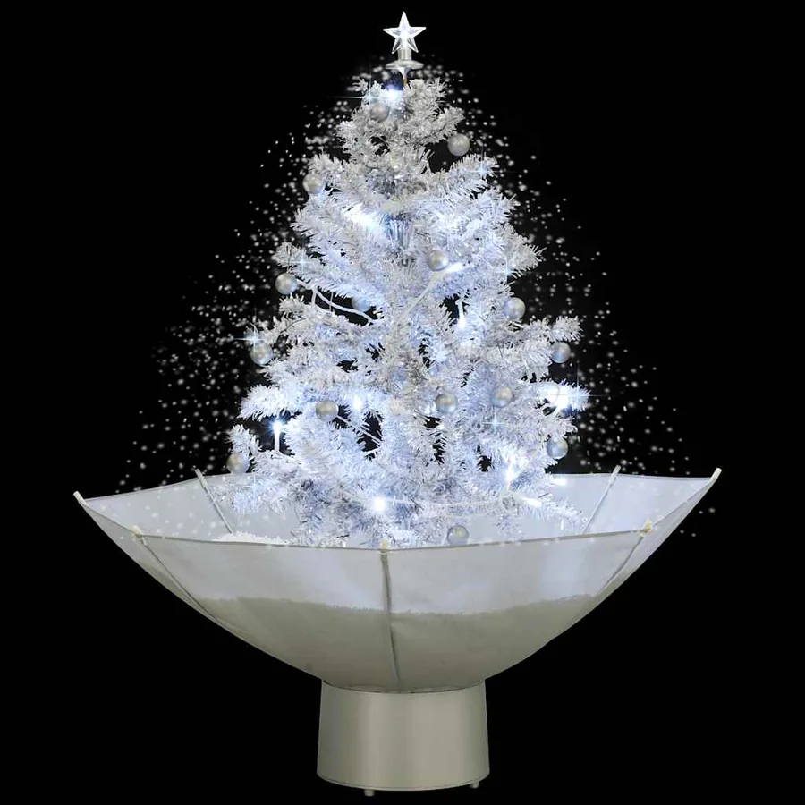 Arbre de Noël neigeux avec base de parapluie Blanc 75 cm - 4