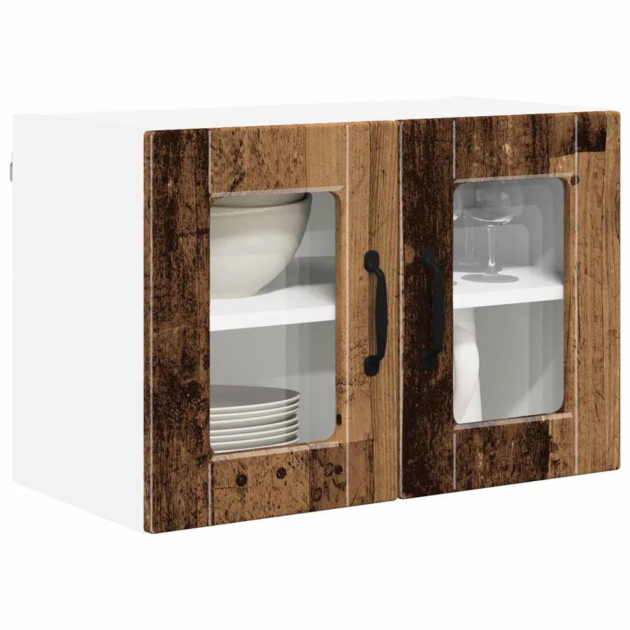 Cabinet en verre mural PORTO Bois ancien 60 x 31 x 40 cm - 3