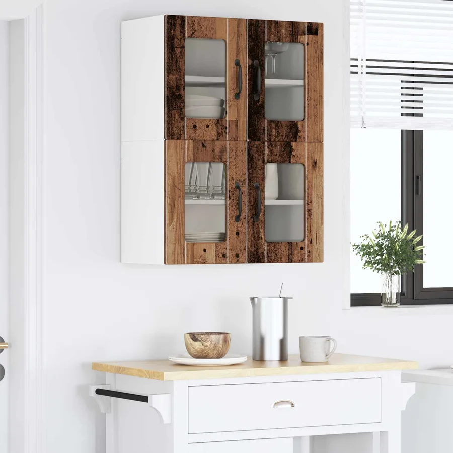 Cabinet en verre mural PORTO Bois ancien 60 x 31 x 40 cm - 4