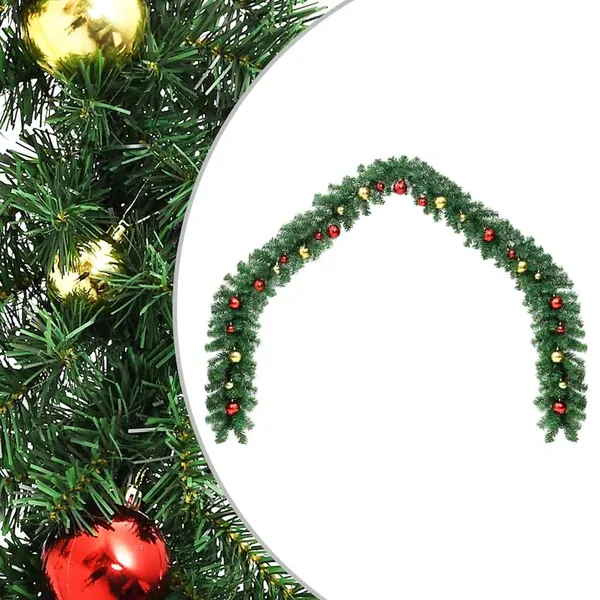 Guirlande de Noël décorée avec boules 5 m