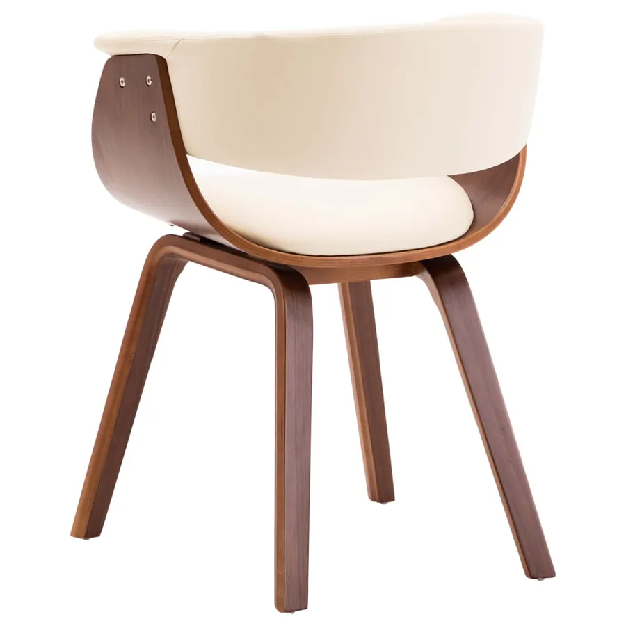 Chaise à manger crème bois courbé et similicuir - 5