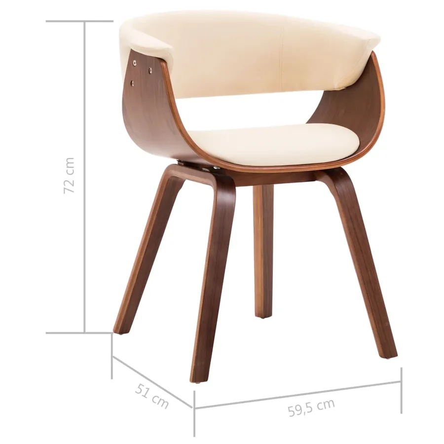 Chaise à manger crème bois courbé et similicuir - 6