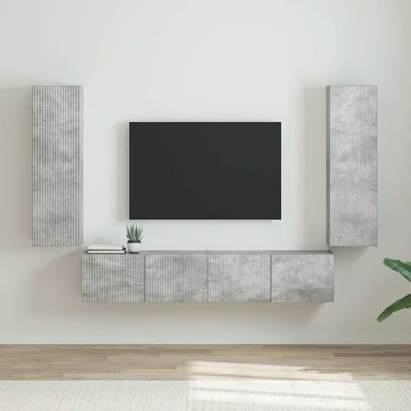 Meuble TV mural 2 pcs Béton 30 x 31 x 100 cm Bois d'ingénierie