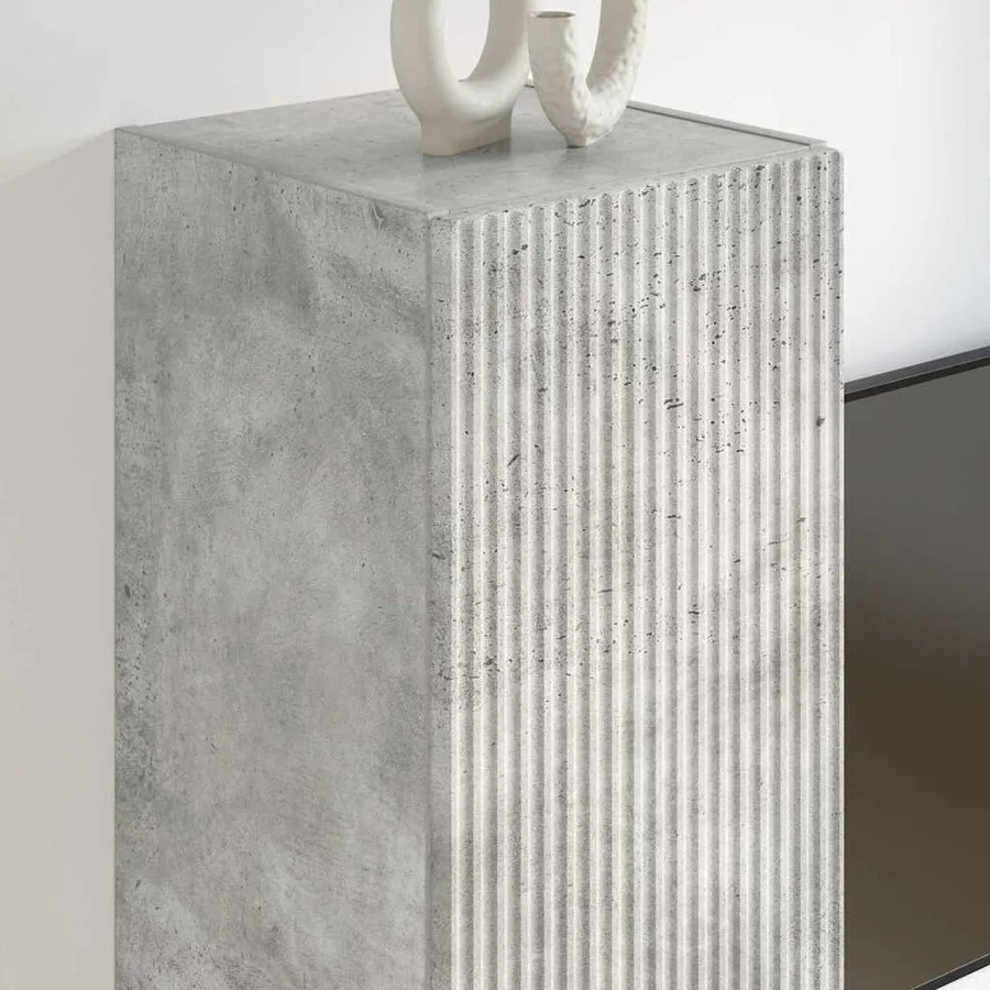 Meuble TV mural 2 pcs Béton 30 x 31 x 100 cm Bois d'ingénierie - 4