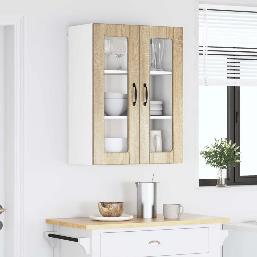 Cabinet en verre mural PORTO Chêne Sonoma 60 x 31 x 80 cm - 4