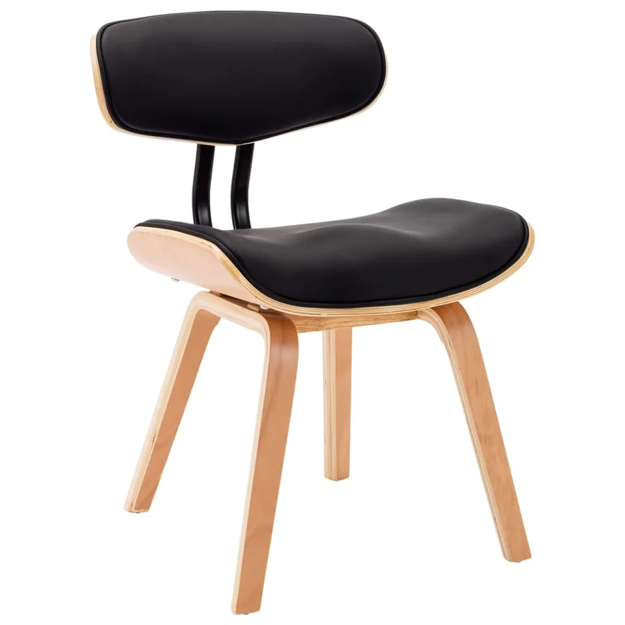 Chaises à manger lot de 4 noir bois courbé et similicuir - 3