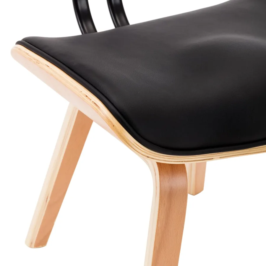 Chaises à manger lot de 4 noir bois courbé et similicuir - 7