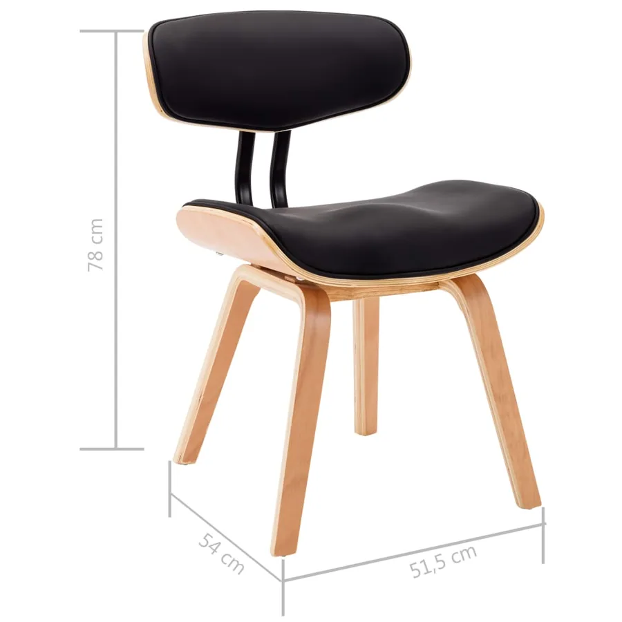 Chaises à manger lot de 4 noir bois courbé et similicuir - 8
