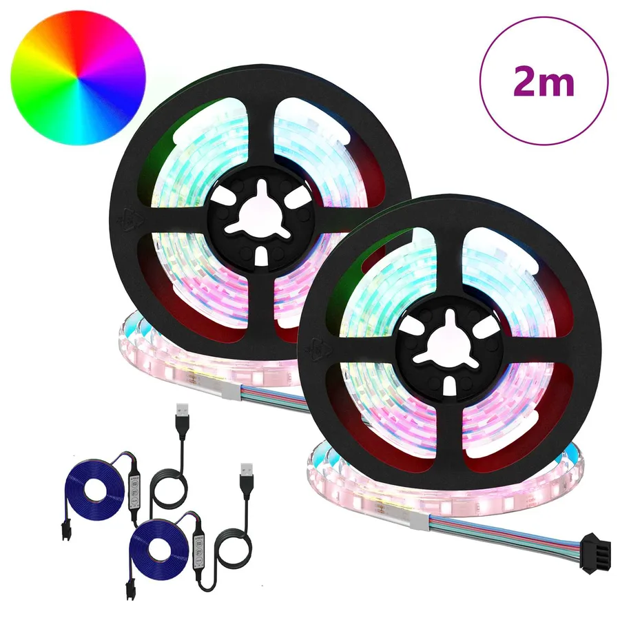 Bande LED 2 pcs Noir et Transparent 1000 mm Cuivre et plastique - 2
