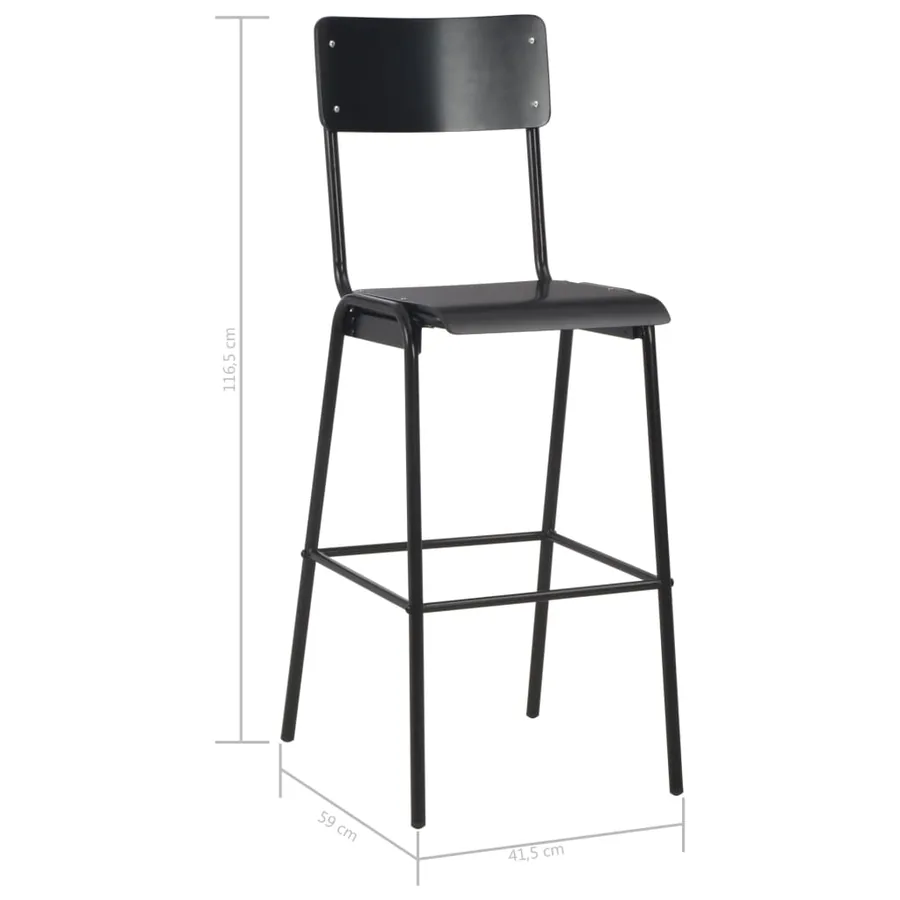 Mobilier de bar 3 pcs Acier Noir - 15
