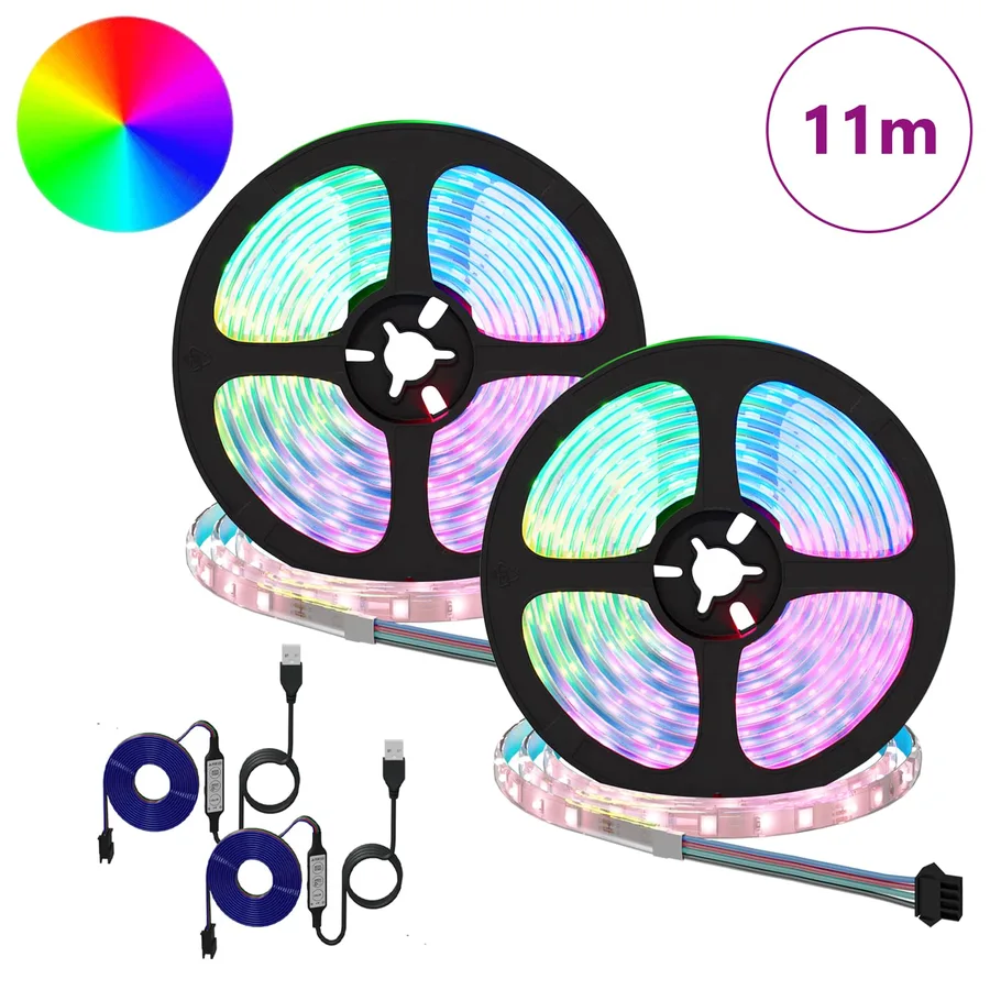 Bande LED 2 pcs Noir et Transparent 5500 mm Cuivre et plastique - 2