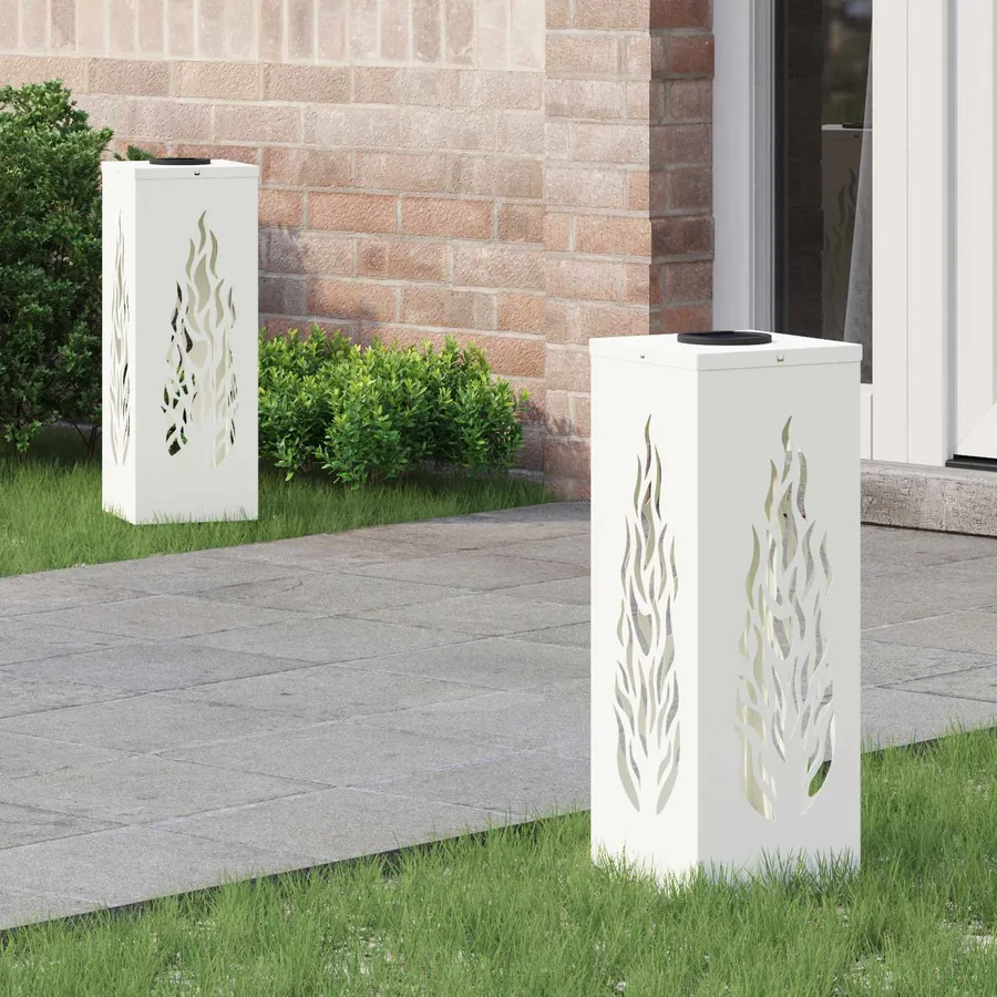 Lumière de chemin LED solaire 2 pcs Blanc chaud 18 x 18 x 50 cm