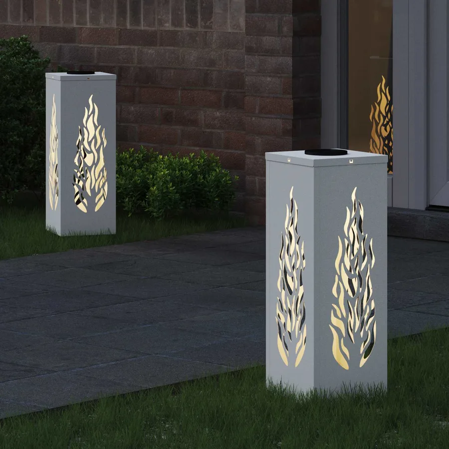 Lumière de chemin LED solaire 2 pcs Blanc chaud 18 x 18 x 50 cm - 3