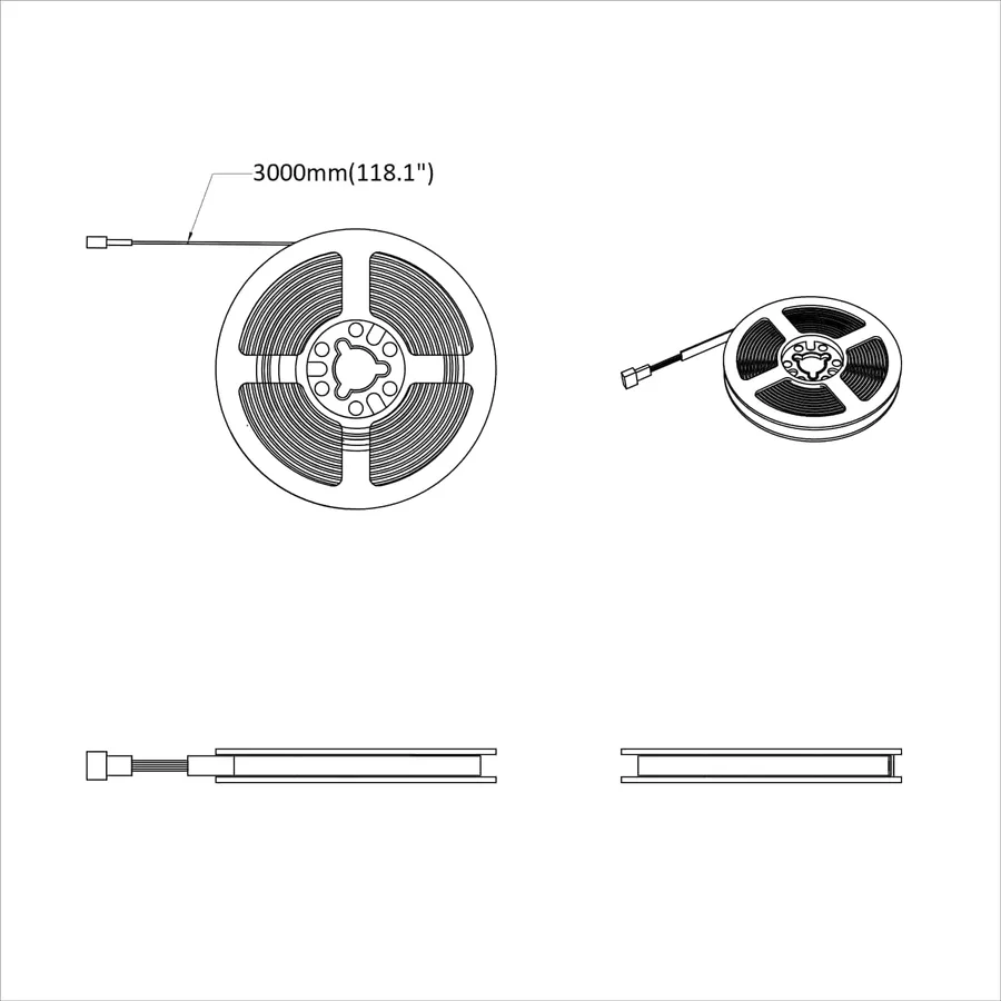 Bande LED 12 pcs Noir et Transparent 3000 mm - 9