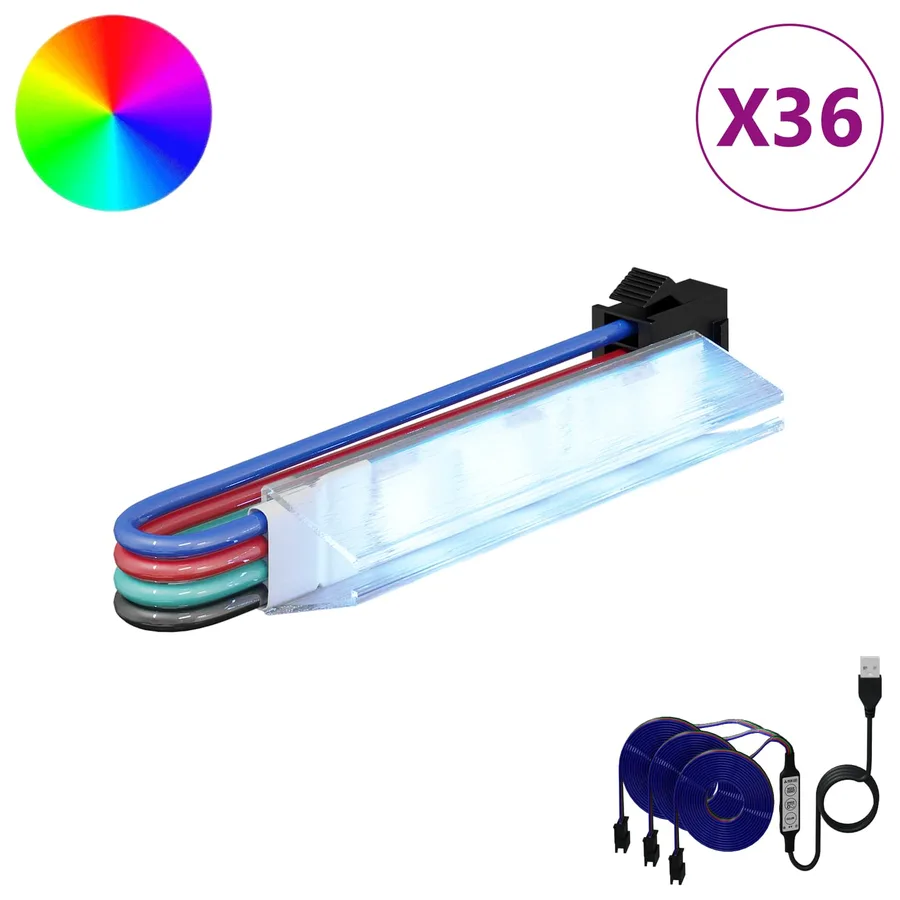 Bande LED 12 pcs Noir et Multicolore 1745 mm - 2