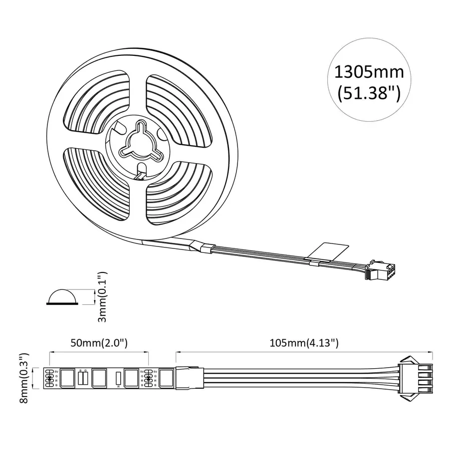 Bande LED 12 pcs Noir et Transparent 1200 mm - 9