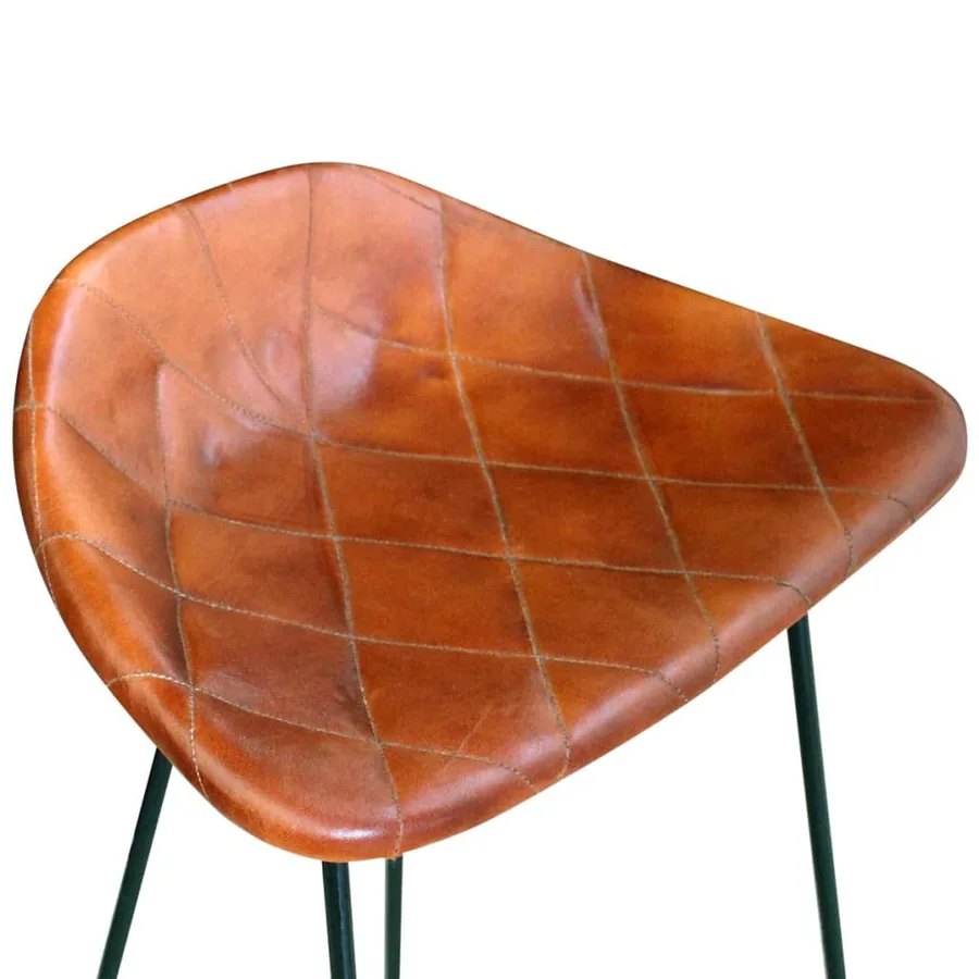 Chaises de bar lot de 4 marron cuir véritable - 4